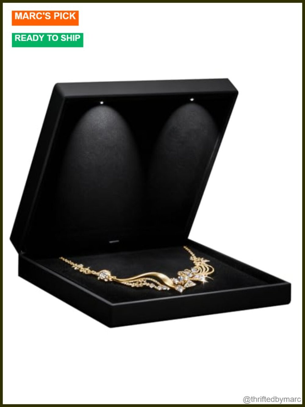 Necklace Box LED Light Square Diamond Jewelry Display Proposal Engagement